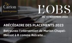 Marion Chapel-Massot intervient dans l'abécédaire de splacements 2023 de L'OBS : LE Plan épargne retraite comme outil de transmission